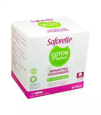 Saforelle Coton Protect Serviette Jetable Avec Ailette B/10 à SEYNOD